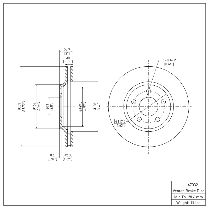 Buick LeSabre Brake Rotor (1) - Front - R1 Concepts - Plain - 2005